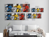 Cowboy Pop Art, Red Yellow Blue Trio, Western Rodeo Style, Framed Canvas Print, Bold Color Wall Art, Man Cave Decor, Modern Western Art
