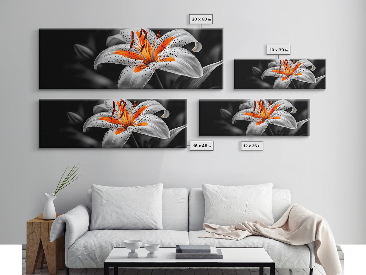 Lily Closeup, Vibrant Bloom, Floral Detail, Orange Petals, Framed Canvas Print, Kitchen Wall Art, Nature Inspired Art, Botanical Print