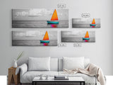 Sailboat Art, Bright Sail, Ocean Calm, Nautical Theme, Framed Canvas Print, Beach Wall Art, Coastal Decor, Minimalist Living Room Art