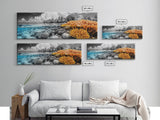 Island Coral Split, Tropical Ocean Scene, Half Above Below Water, Framed Canvas Print, Living Room Wall Art, Beach Boho Decor