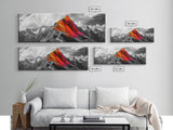 Neon Mountain Peak, Abstract Vibrant Alps, Bold Wilderness Colors, Framed Canvas Print, Modern Wall Art, Adventure Home Decor