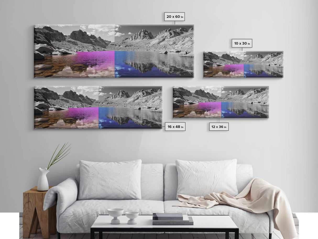 Split Color Lake, Fantasy Water Reflections, Surreal Landscape Scene, Framed Canvas Print, Bedroom Wall Art, Dreamy Nature Style