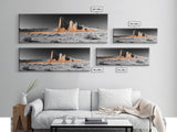 Desert Monolith Landscape, Orange Canyon Art, Southwest Nature Wall Decor, Framed Canvas Print, Rustic Home Art, Minimalist Earth Tones