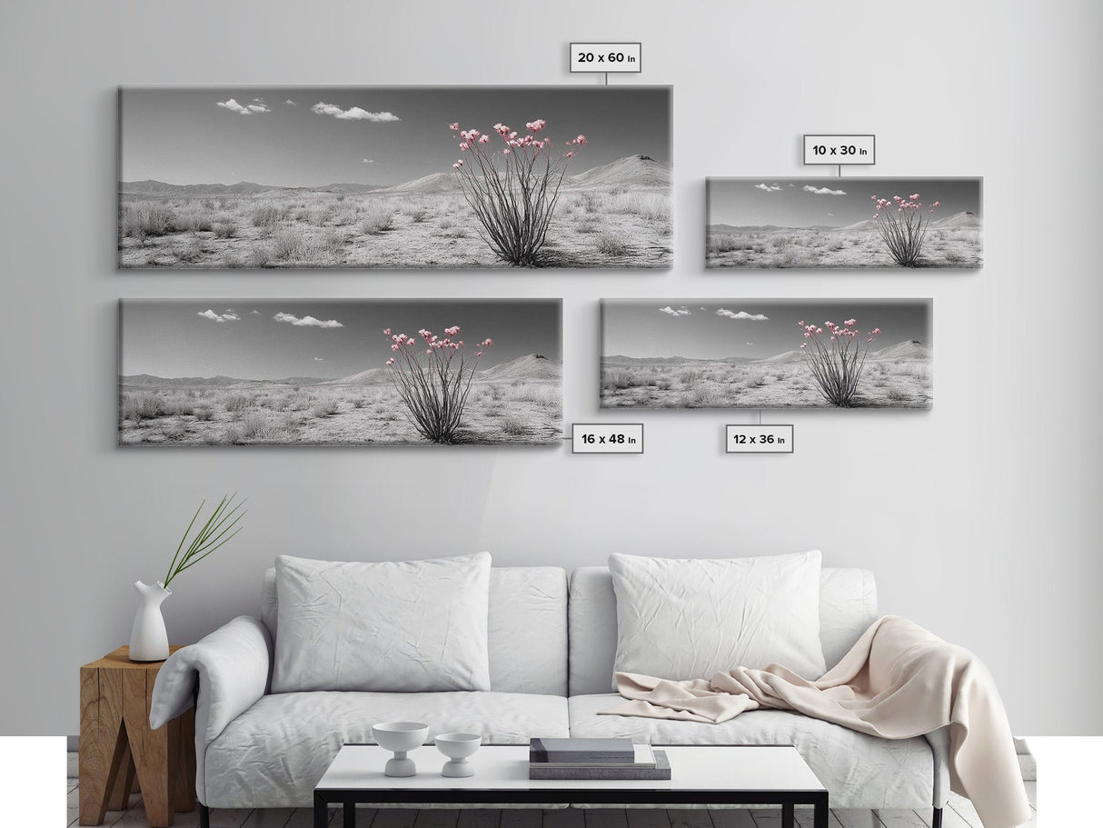 Desert Bloom Flowers, Pink Wildflower Landscape, Nature Wall Art, Framed Canvas Print, Boho Decor, Feminine Desert Bedroom Aesthetic