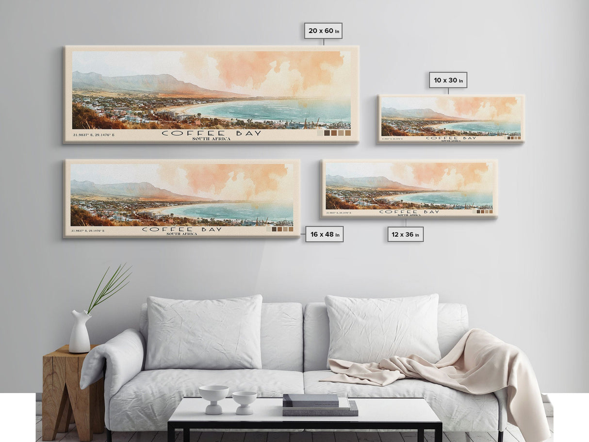 Coffee Bay, South Africa Watercolor Print, Vacation Gift, South Africa Wall Art, Beach Painting, Beach Decor, Large Wall Art, Wood Frame Art