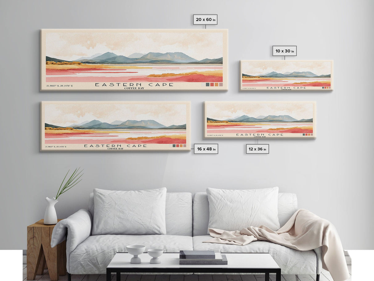 Eastern Cape, Coffee Bay Watercolor Print, Vacation Gift, Coffee Bay Wall Art, Beach Painting, Beach Decor, Large Wall Art, Wood Frame Art