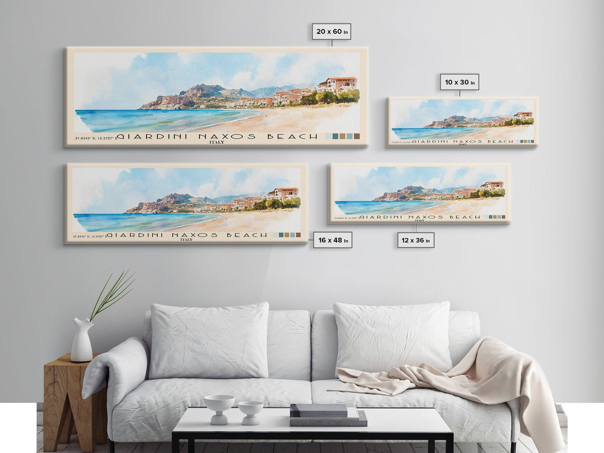 Giardini naxos beach, Italy Watercolor Beach Print, Vacation Gift, Italy Wall Art, Beach Painting, Beach Decor, Beach Painting
