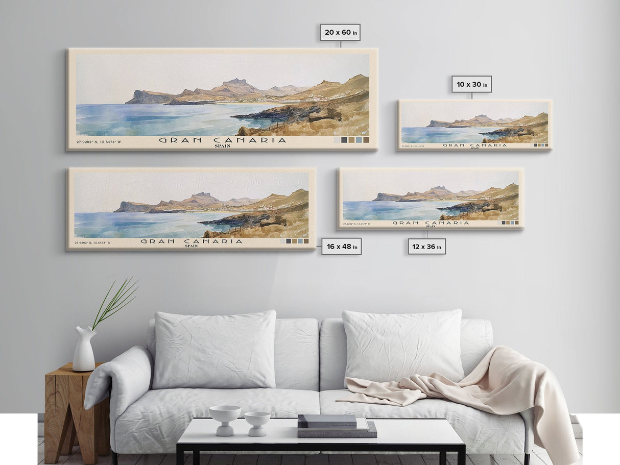 Gran Canaria, Spain Watercolor Beach Print, Vacation Gift, Spain Wall Art, Beach Painting, Beach Decor, Beach Painting