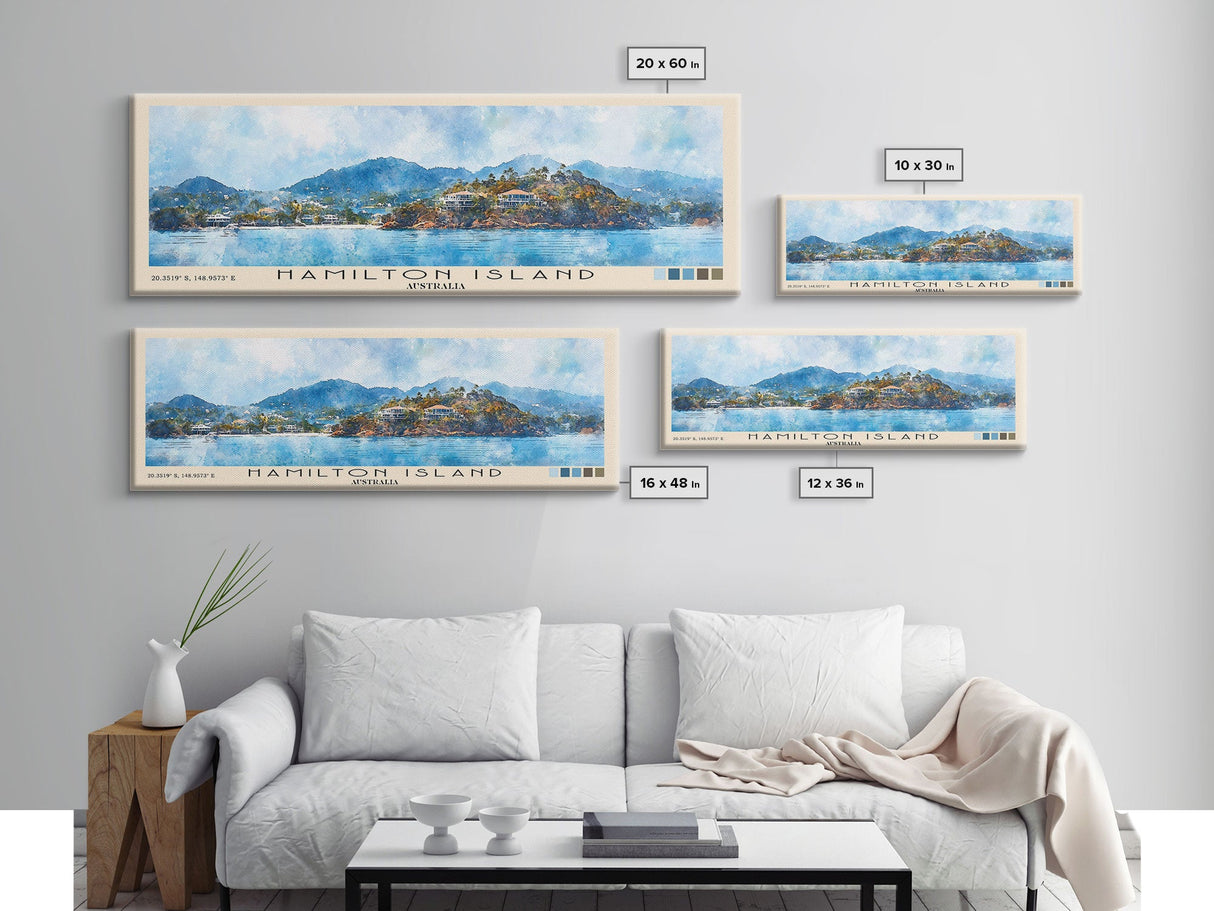 Hamilton Island, Australia Watercolor Print, Vacation Gift, Australia Wall Art, Beach Painting, Beach Decor, Large Wall Art, Wood Frame Art