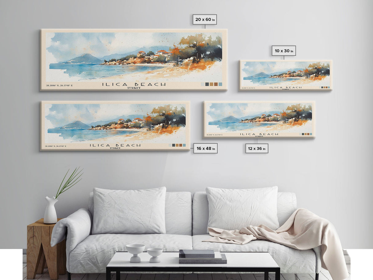 Ilıca Beach, Turkey Watercolor Beach Print, Vacation Gift, Turkey Wall Art, Beach Painting, Beach Decor, Beach Painting