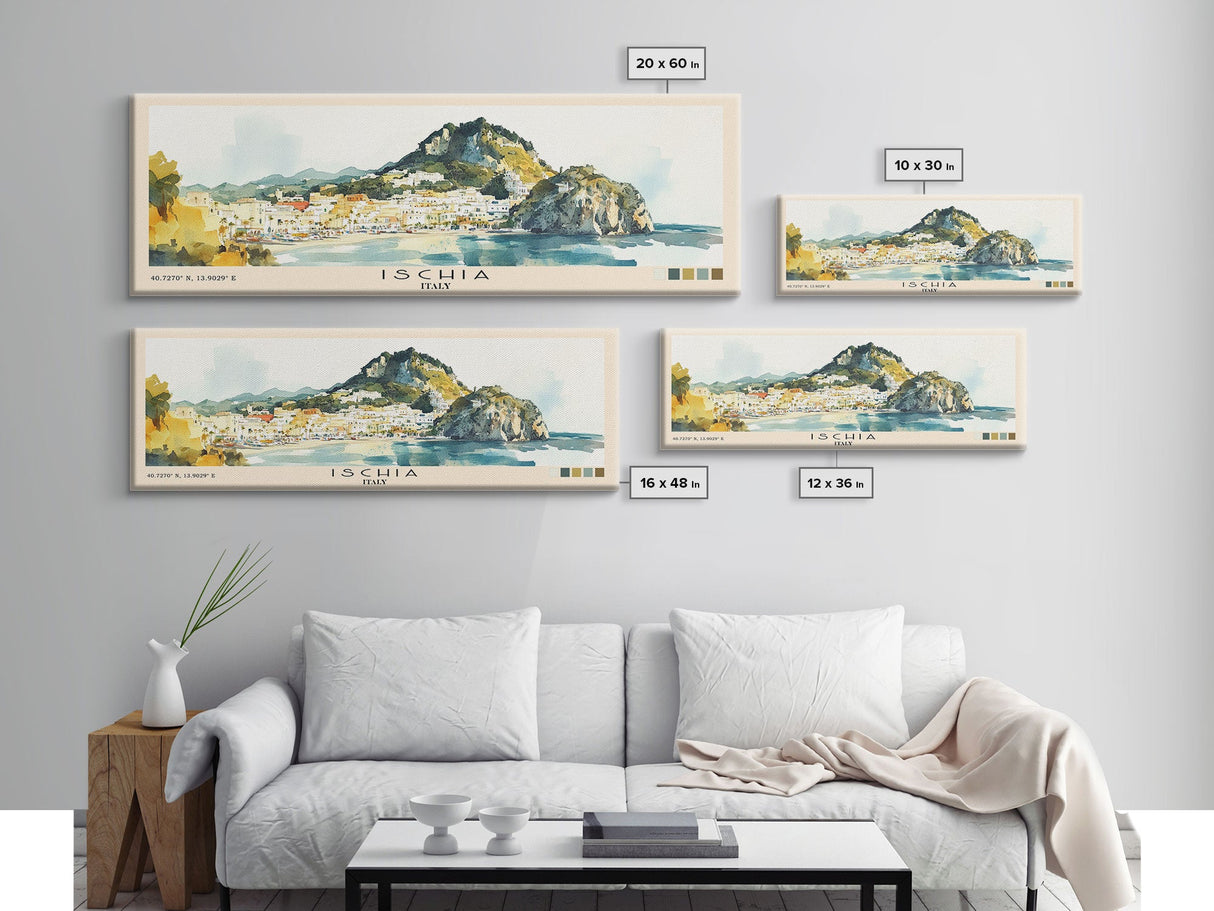 Ischia, Italy Watercolor Beach Print, Vacation Gift, Italy Wall Art, Beach Painting, Beach Decor, Beach Painting