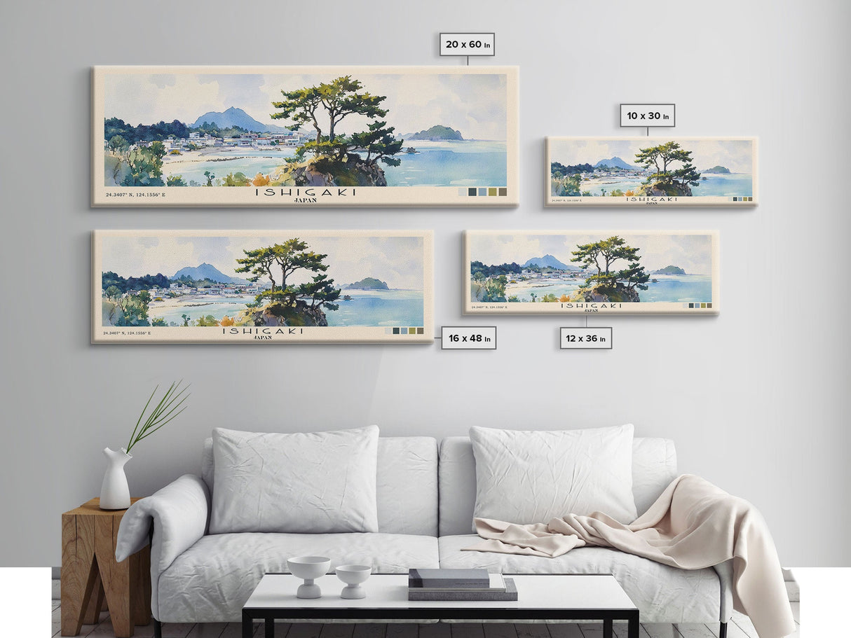 Ishigaki, Japan Watercolor Print, Vacation Gift, Japan Wall Art, Beach Painting, Beach Decor, Large Wall Art, Wood Frame Art