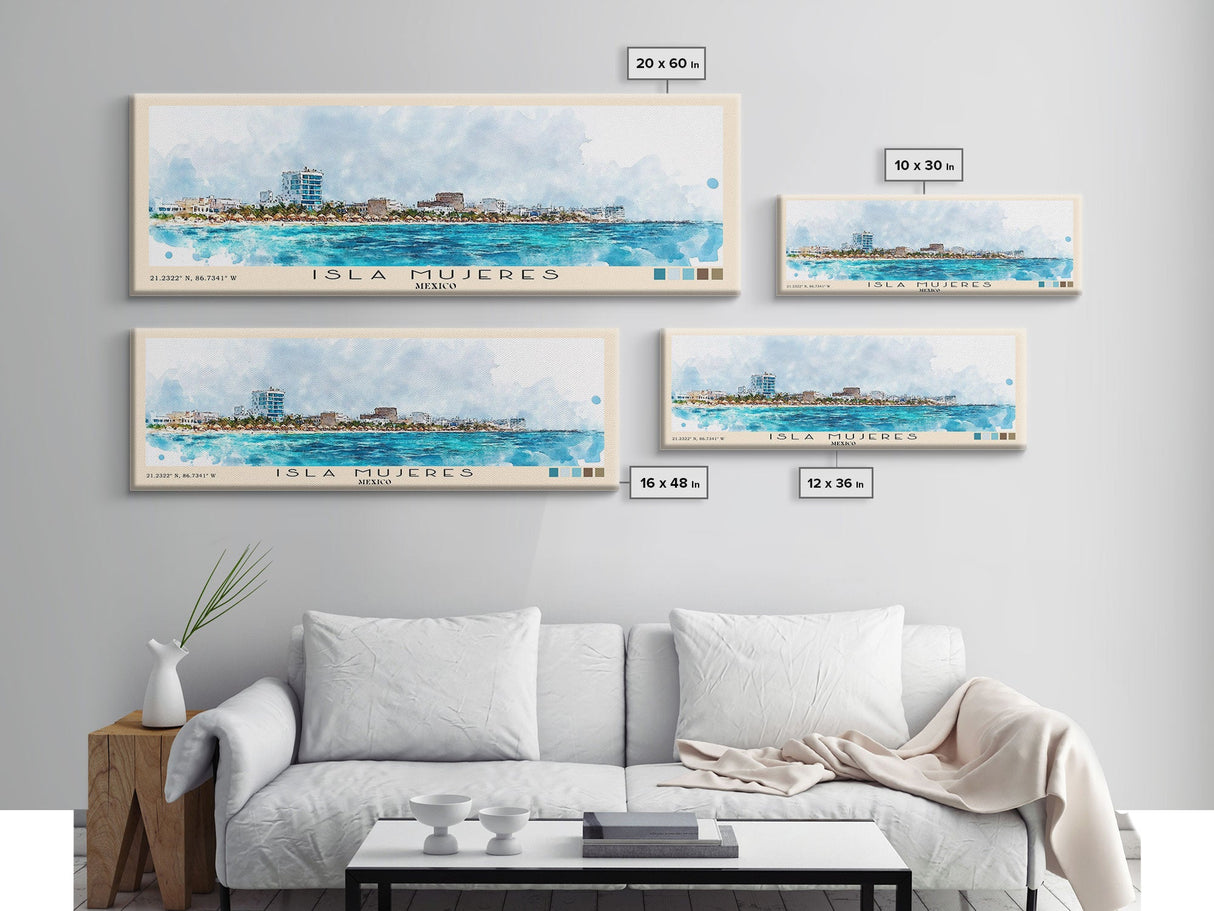 Isla Mujeres, Mexico Watercolor Beach Print, Vacation Gift, Mexico Wall Art, Beach Painting, Beach Decor, Beach Painting