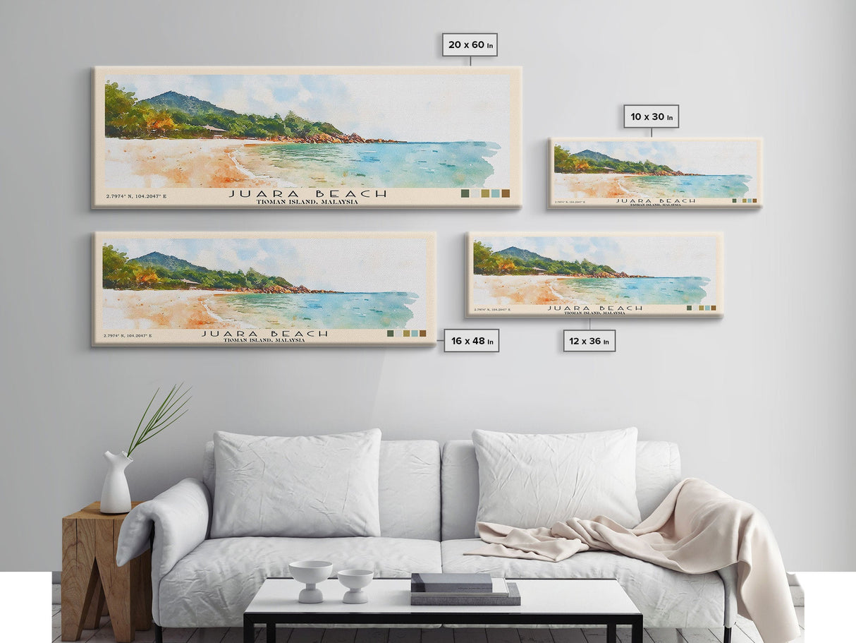 Juara Beach, Tioman Island, Malaysia Watercolor Print, Vacation Gift, Tioman Island, Malaysia Wall Art, Beach Painting, Beach Decor, Large Wall Art, Wood Frame Art