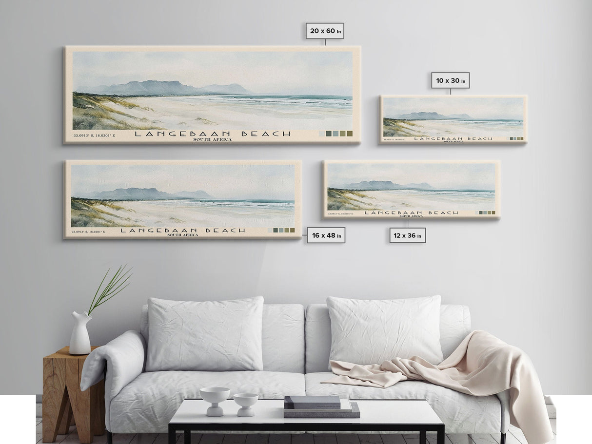 Langebaan Beach, South Africa Watercolor Print, Vacation Gift, South Africa Wall Art, Beach Painting, Beach Decor, Large Wall Art, Wood Frame Art