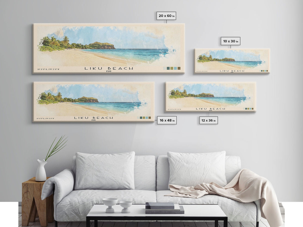 Liku Beach, Fiji Watercolor Print, Vacation Gift, Fiji Wall Art, Beach Painting, Beach Decor, Beach Or Lakehouse Art