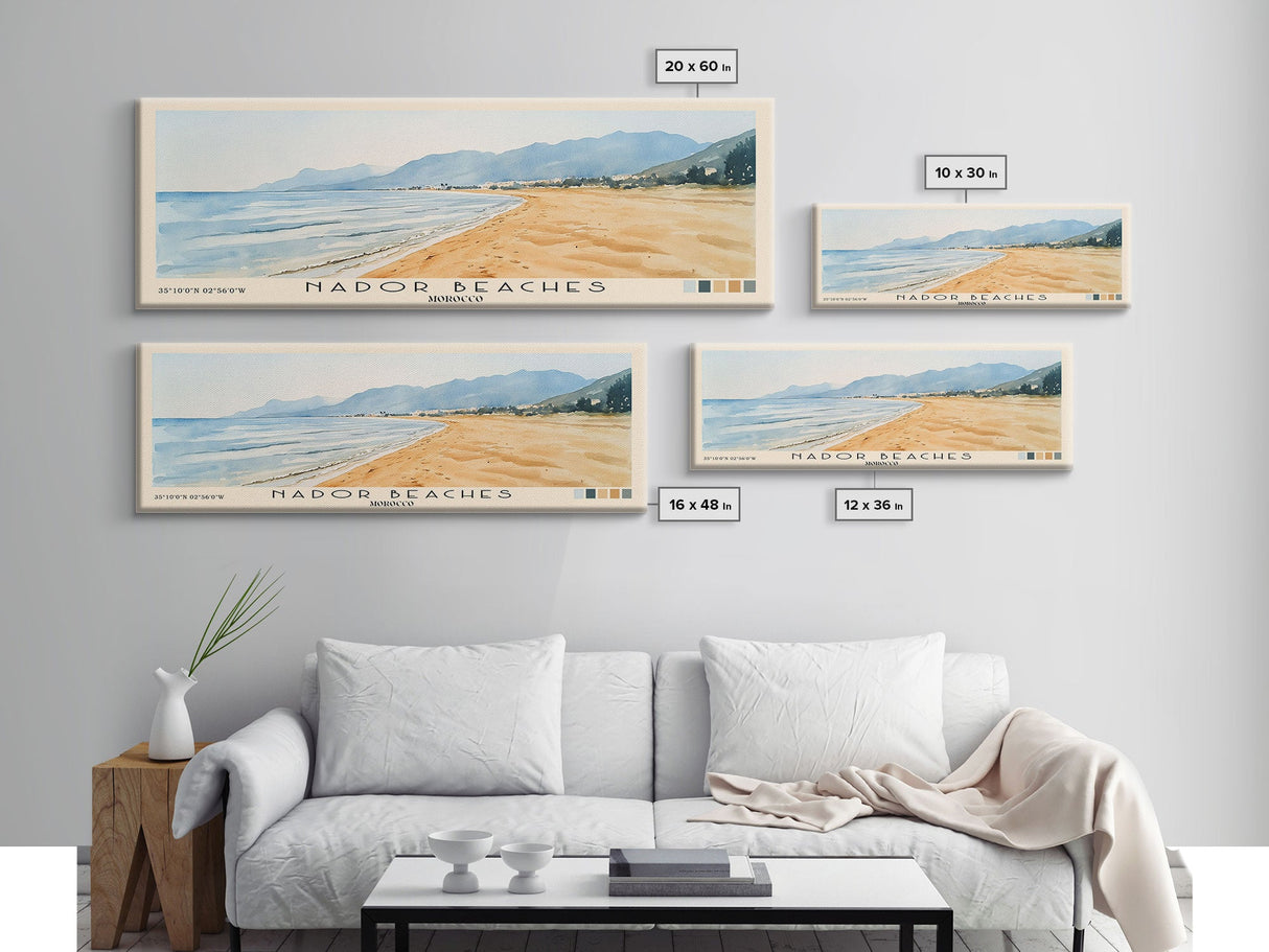 Nador Beaches, Morocco Watercolor Print, Vacation Gift, Morocco Wall Art, Beach Painting, Beach Decor, Beach Or Lakehouse Art