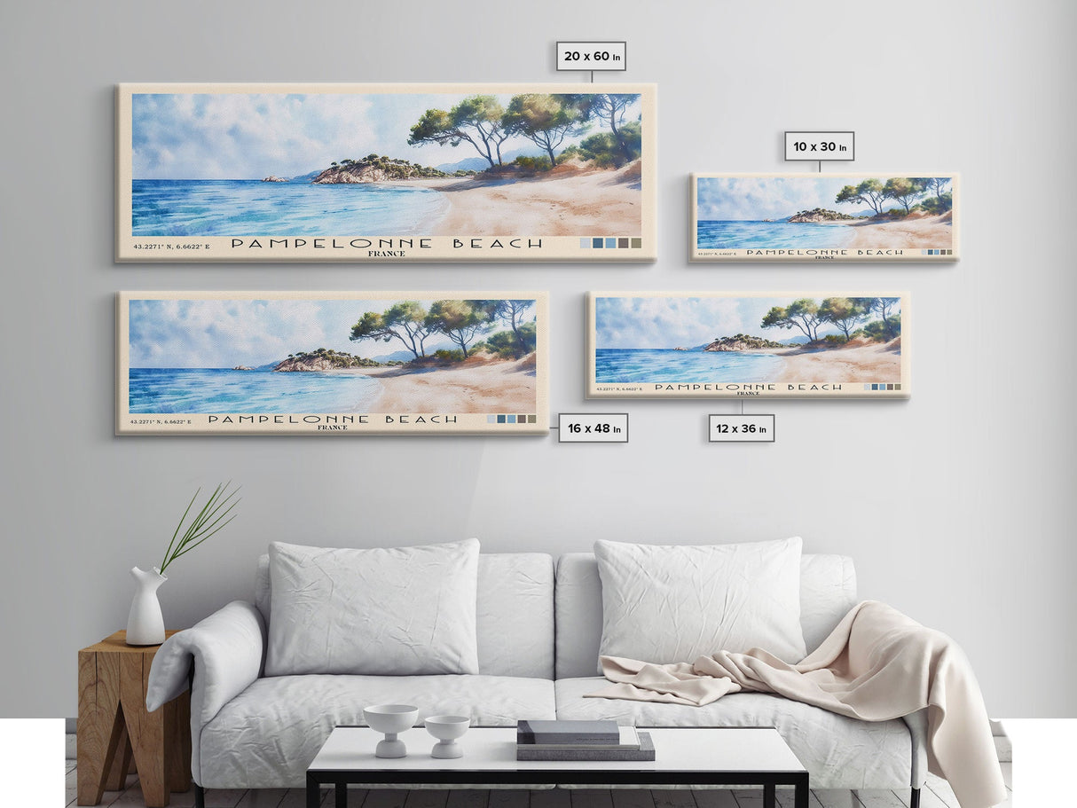 Pampelonne Beach, France Watercolor Print, Vacation Gift, France Wall Art, Beach Painting, Beach Decor, Large Wall Art, Wood Frame Art