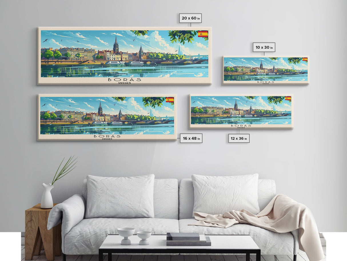 Borås Sweden Travel Art, City Art, Framed Canvas Print or Metal Wall Art, Europe Travel Poster, Panoramic Wall Art, Extra Wide Wall Art