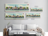 Breda Netherlands Panoramic Travel Poster, Framed Canvas Print or Metal Wall Art, Travel Art, Home Decor, Panoramic Painting, Midcentury Art