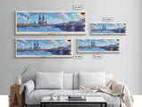 Cologne Germany Panoramic Travel Poster, Framed Canvas Print or Metal Wall Art, Travel Art, Home Decor, Panoramic Painting, Midcentury Art