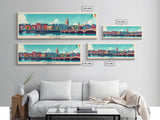 Dublin Ireland Panoramic Travel Poster, Framed Canvas Print or Metal Wall Art, Travel Art, Home Decor, Panoramic Painting, Midcentury Art