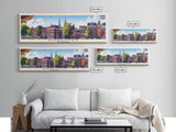 Eindhoven Netherlands Panoramic Travel Poster, Framed Canvas Print or Metal Wall Art, Travel Art, Home Decor, Panoramic Painting, Midcentury Art