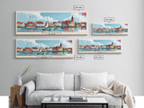 Horsens Denmark Travel Print Wall Art, Panoramic City Art, Travel Art, Wall Decor, Vacation Gift, Framed Canvas Print Or Metal Art