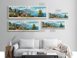 Kalamaria Greece Wall Art, Panoramic Travel Poster, Panoramic Framed Canvas Print, City Wall Art, Wall Hanging Home Decor, Travel Art