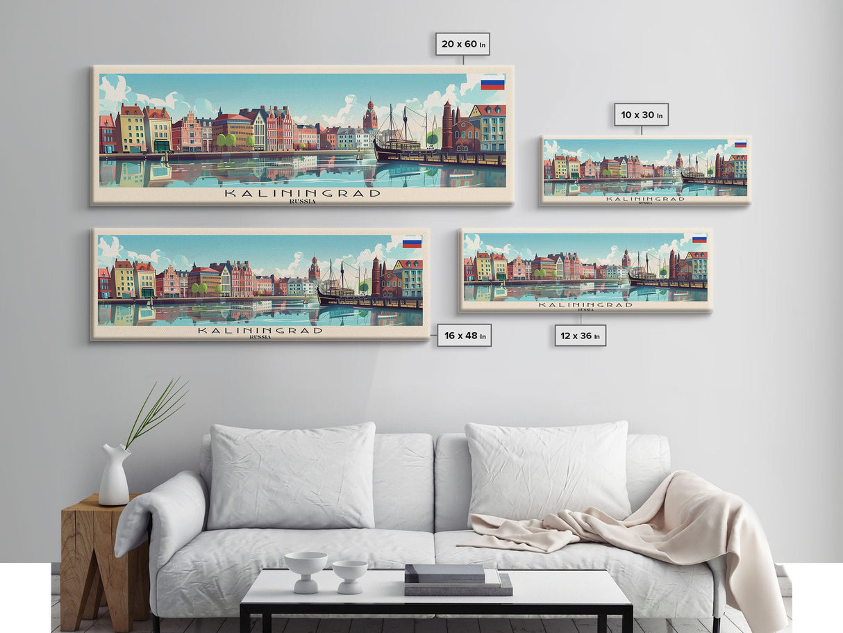 Kaliningrad Russia Travel Print Wall Art, Panoramic City Art, Travel Art, Wall Decor, Vacation Gift, Framed Canvas Print Or Metal Art