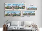Krefeld Germany Panoramic Travel Poster, Framed Canvas Print or Metal Wall Art, Travel Art, Home Decor, Panoramic Painting, Midcentury Art