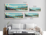 Kutaisi Georgia Panoramic Travel Poster, Framed Canvas Print or Metal Wall Art, Travel Art, Home Decor, Panoramic Painting, Midcentury Art