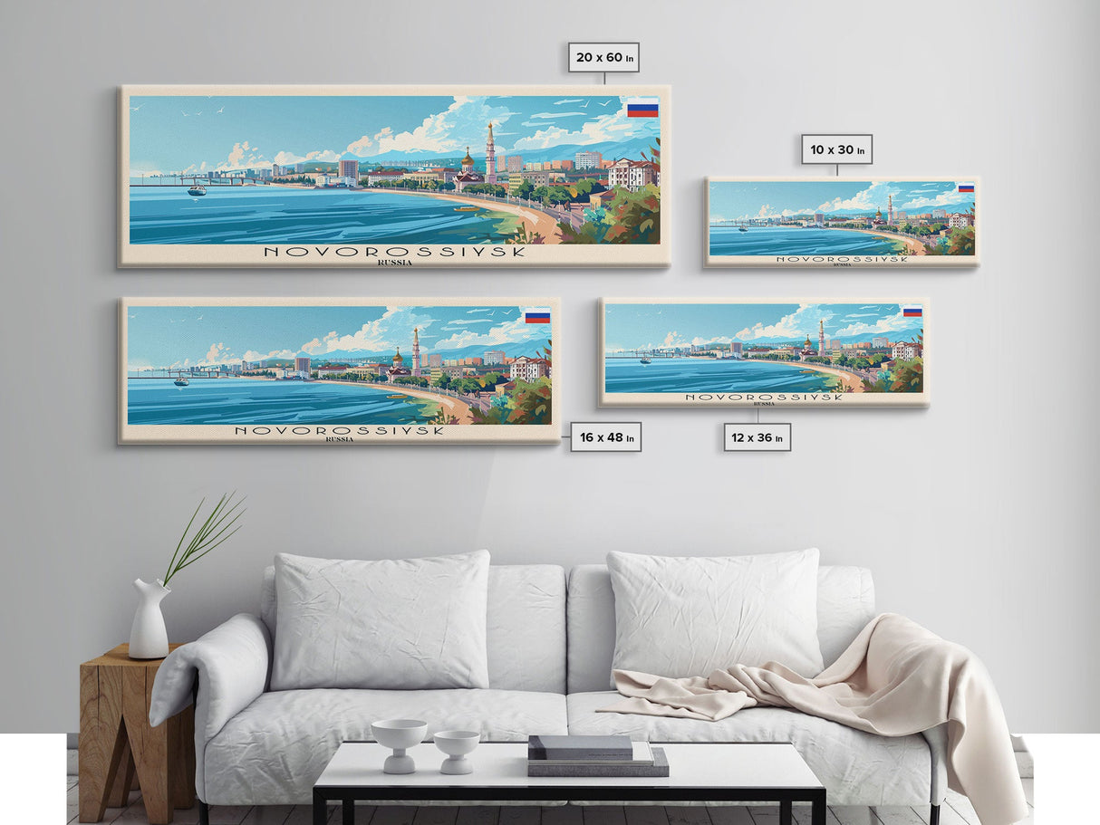 Novorossiysk Russia Wall Art, Panoramic Travel Poster, Panoramic Framed Canvas Print, City Wall Art, Wall Hanging Home Decor, Travel Art