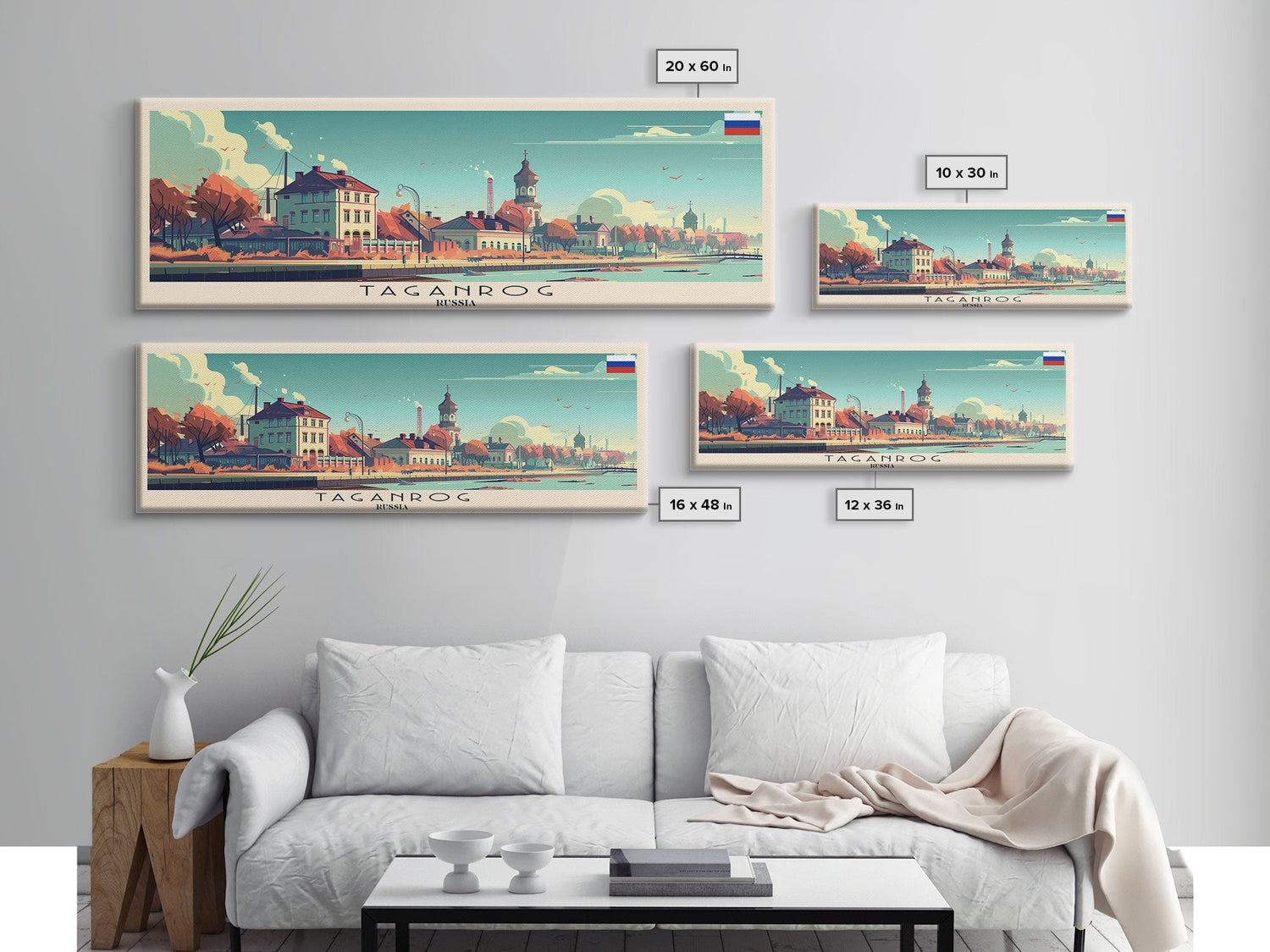 Taganrog Russia Travel Art, City Art, Framed Canvas Print or Metal Wall Art, Europe Travel Poster, Panoramic Wall Art, Extra Wide Wall Art