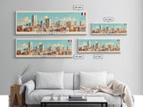 Villeurbanne France Panoramic Travel Poster, Framed Canvas Print or Metal Wall Art, Travel Art, Home Decor, Panoramic Painting, Midcentury Art