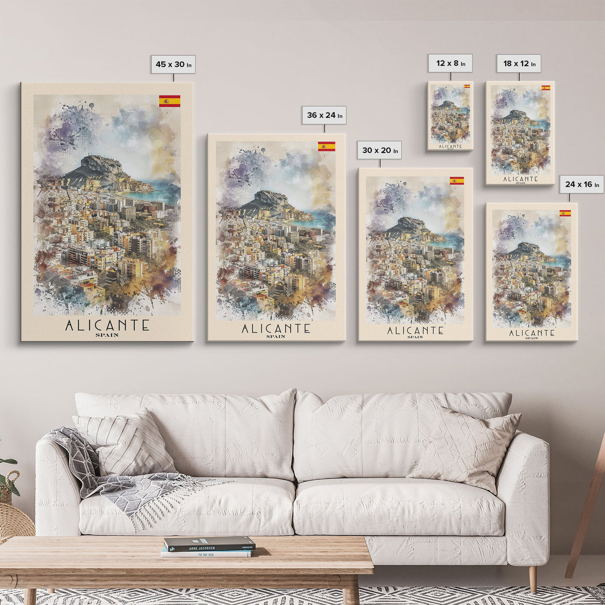 Alicante Spain Coastal City Travel Poster Art, Framed Canvas Print, Stunning Wall Art for Living Room, Bedroom Decor, Home Decoration