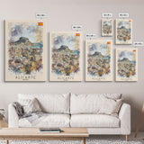 Alicante Spain Coastal City Travel Poster Art, Framed Canvas Print, Stunning Wall Art for Living Room, Bedroom Decor, Home Decoration