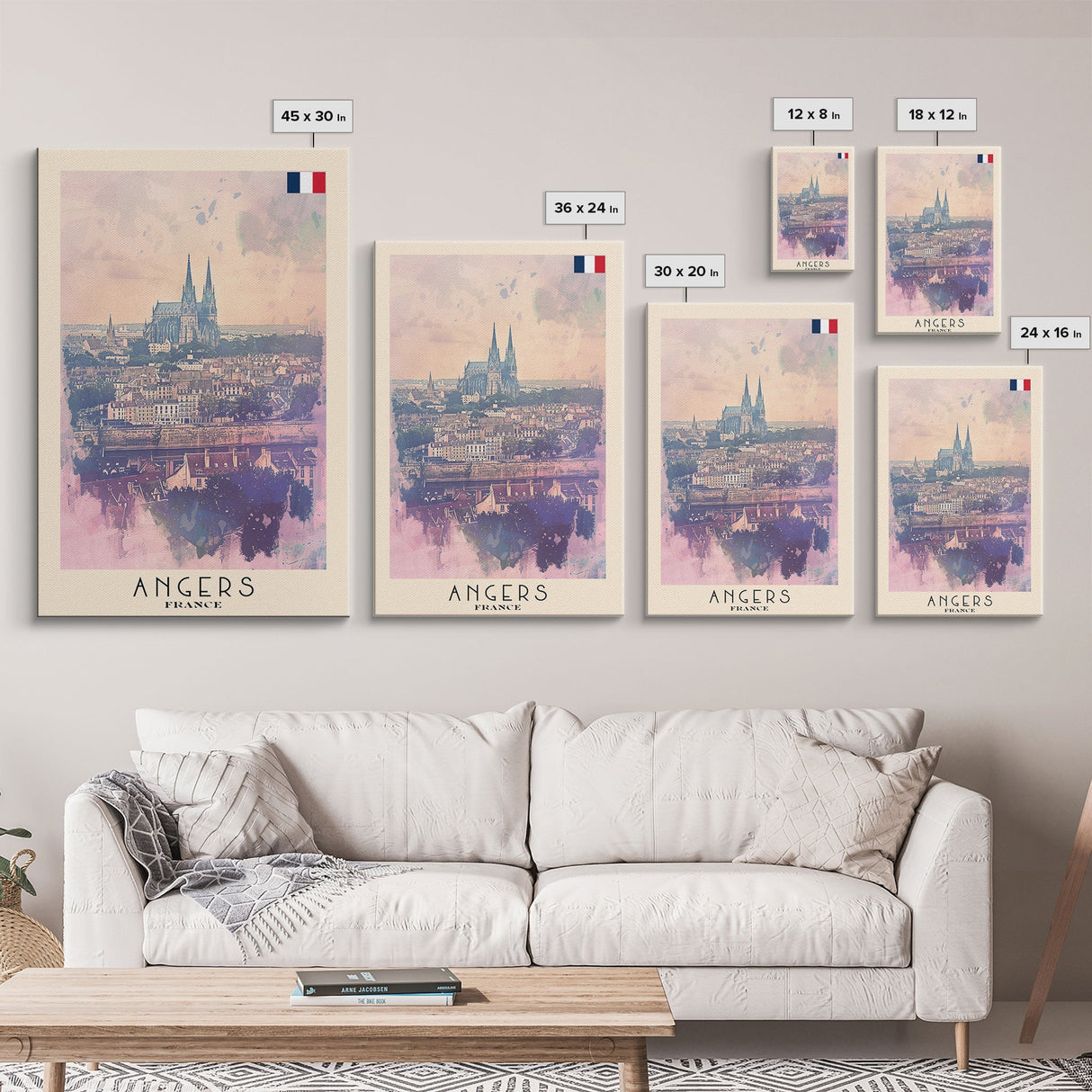 Enchanting Angers Cathedral View, Framed Canvas Print, Ideal for Bedroom Art, Travel Poster, Home Decoration, Boho Wall Art