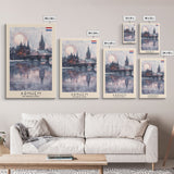 Arnhem Netherlands Travel Poster Framed Canvas Print, Wall Art, Home Decor, Vacation Print, Watercolor Painting, Cityscape Art