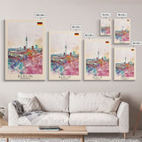 Berlin Germany Travel Poster Framed Canvas Print, Modern Art, Home Decor, Wall Art, Minimalist Travel Print, Cityscape Art