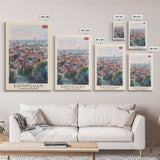 Birmingham United Kingdom Travel Poster Framed Canvas Print, Watercolor Art, Home Decor, Wall Art, Travel Print, Cityscape Art