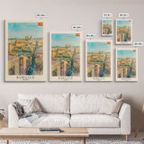 Burgos Spain Travel Poster Framed Canvas Print, Watercolor Cityscape, Wall Art, Home Decor, Living Room Art, Travel Print, Boho Style, Art Piece