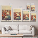 Vibrant Dublin, Ireland Framed Canvas Print. Perfect Wall Art for Living Room or Bedroom Decor, Captivating Travel Poster Art.