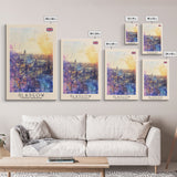 Glasgow United Kingdom Skyline Art, Framed Canvas Print, Living Room Wall Art, Travel Poster, Home Decor, UK Art