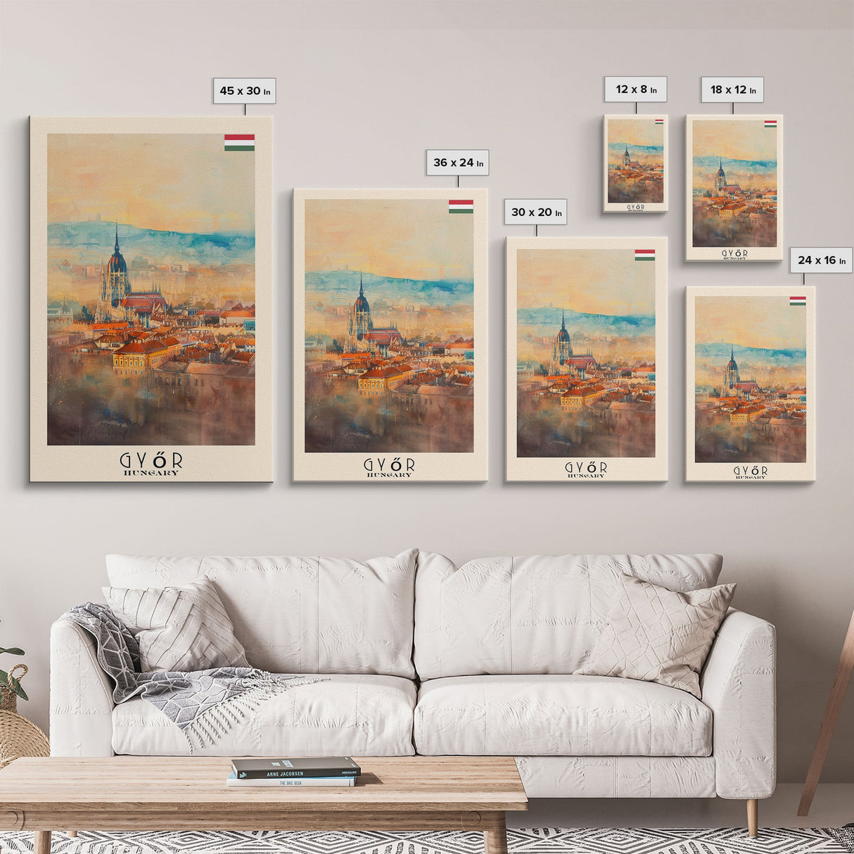 Győr Hungary Cityscape Art, Framed Canvas Print, Bedroom Wall Art, Travel Poster Art, Home Decoration, Hungarian Wall Art