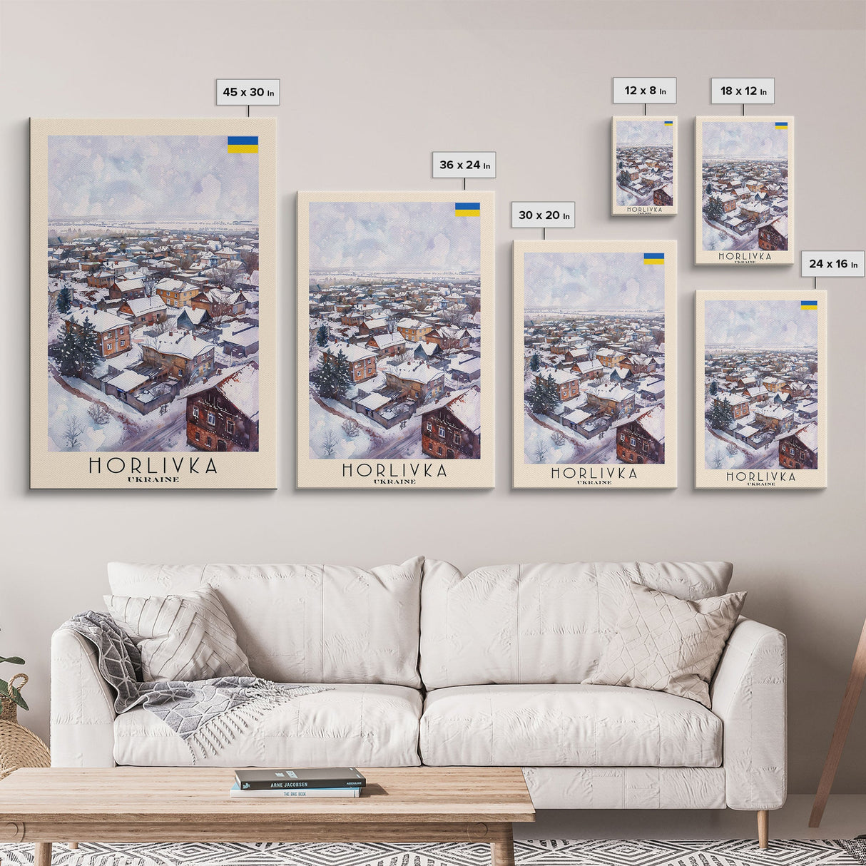 Horlivka Ukraine Winter Town Art, Framed Canvas Wall Art, Home Decor, Living Room Decor, Snowy Landscape Poster, Wall Art, Travel Poster Art
