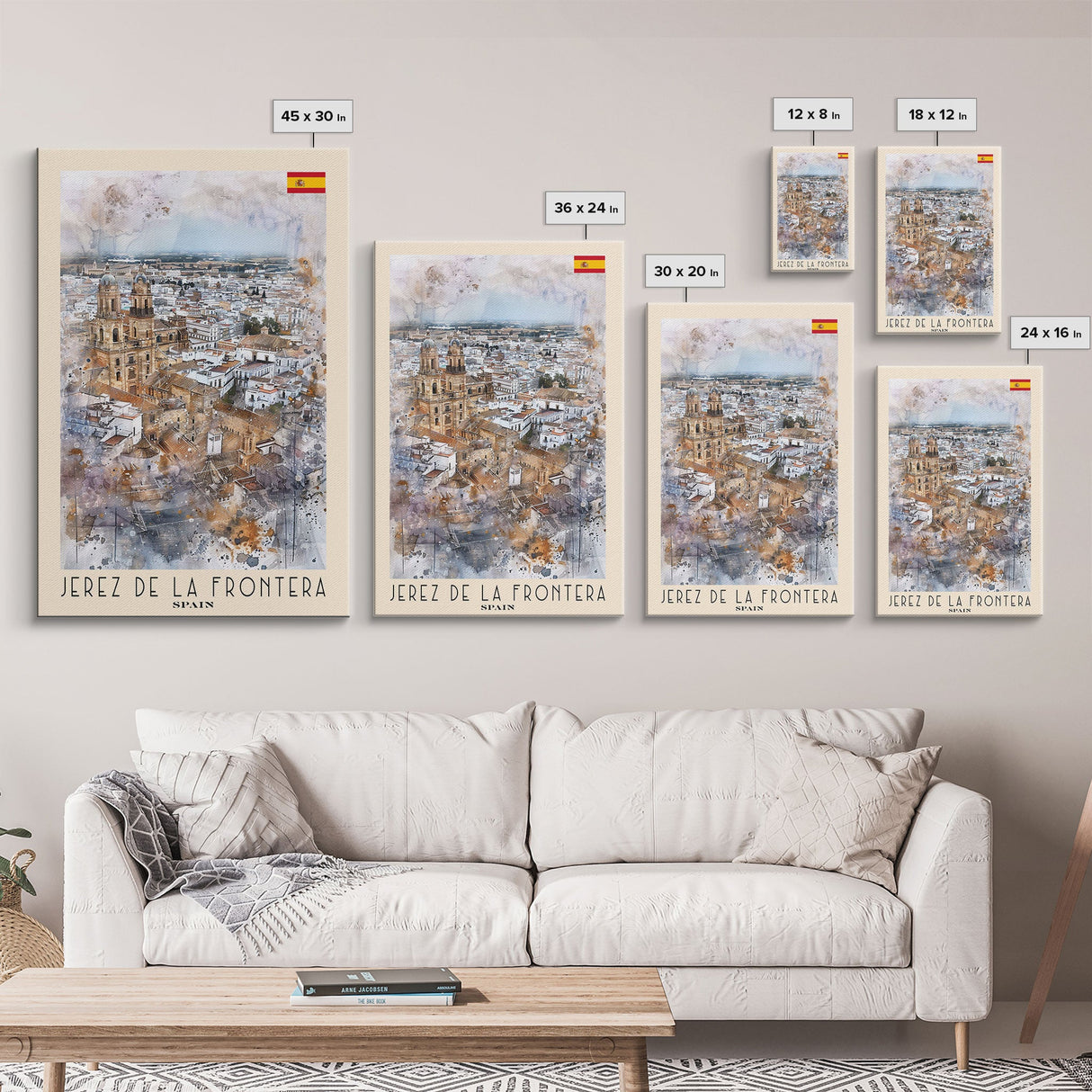 Jerez de la Frontera Spain Vineyard View, Framed Canvas Print, Travel Poster, Rustic Wall Art, Dining Room Decor, Wine Country Art, Home Aesthetic