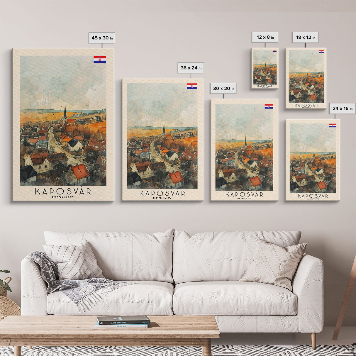 Kaposvar Hungary Urban Landscape, Framed Canvas Print, Travel Poster, Wall Art, Home Decoration, Cityscape Decor, Living Room Art, Hungarian City