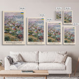 Khabarovsk Russia Riverside View, Framed Canvas Print, Travel Poster, Wall Art, Home Decor, Living Room Decoration, Russian Cityscape Art