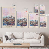 Krakow Poland Travel Poster Framed Canvas Print, Abstract Art, Minimalist Wall Decor, Vacation Gift, Home Decoration, Artistic Travel Print